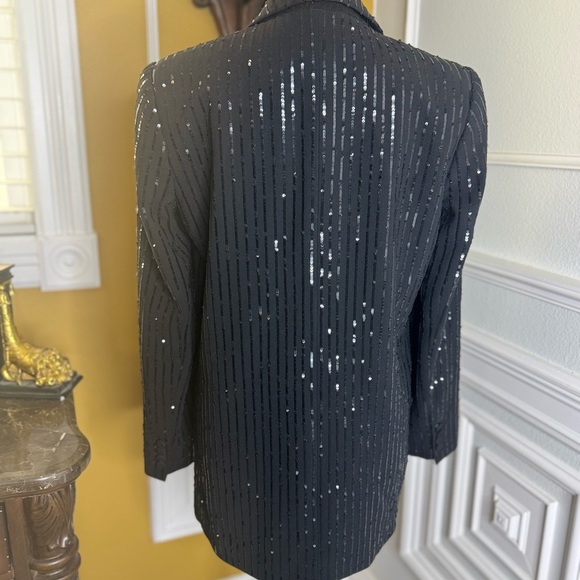 Black Sequin Pinstripe Blazer - Picture 10 of 17